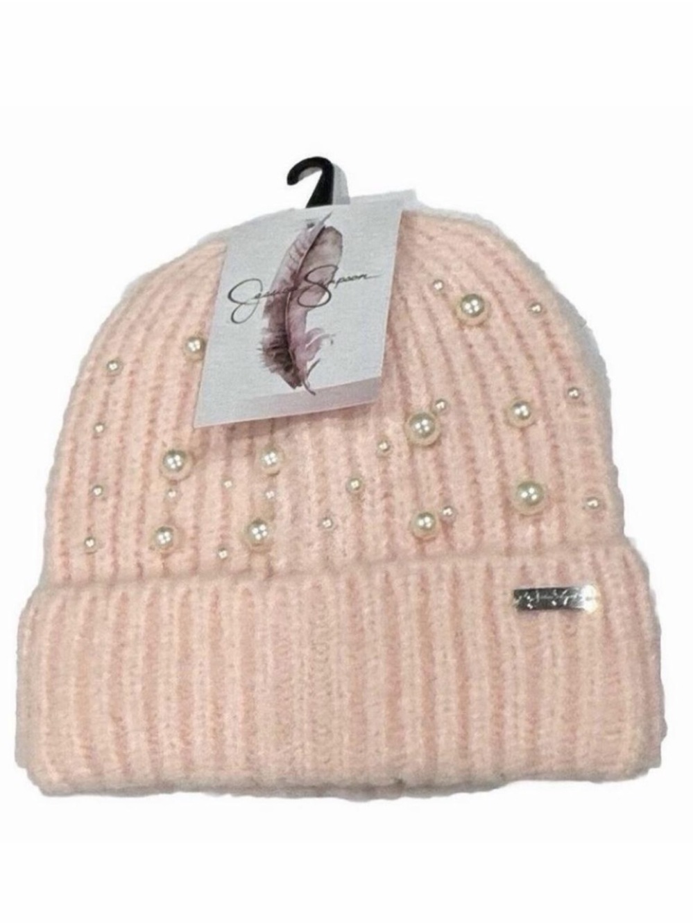 Jessica Simpson Pink Winter Hat with Pearls NWT